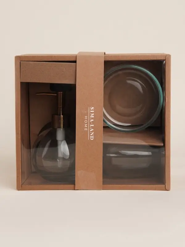 Аксессуары для ванной SL Home, 3 предмета, дозатор, мыльница, стакан