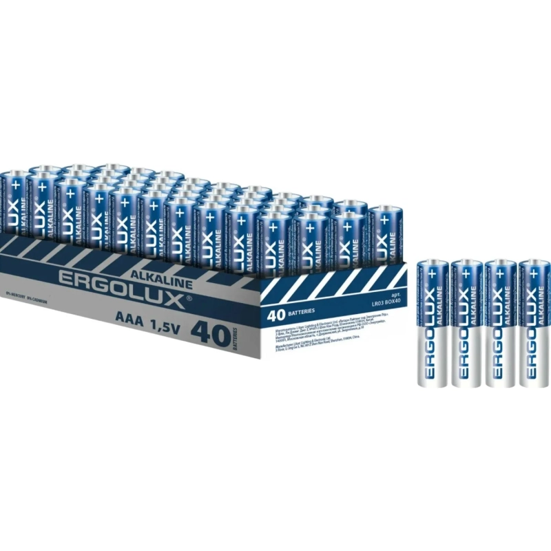 Батарейка Ergolux Alkaline BOX40 LR6&nbsp; (ПРОМО, LR6 BOX40, 1.5В) 40шт/уп