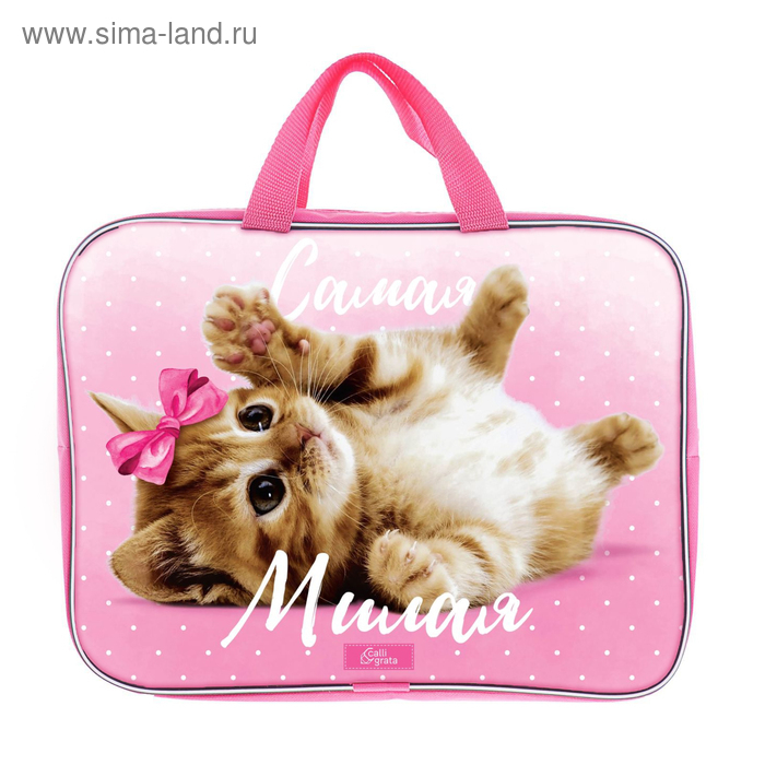 Папка с ручками текстильная А4, 350 х 270 х 70 мм, Calligrata Папка с ручками текстильная А4, 350 х 270 х 70 мм, Calligrata "Самая милая"