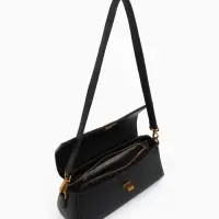 Сумка женская мессенджер TEXTURA на клапане, 26&times;9&times;12 см, чёрная