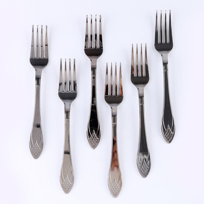 Вилки пластиковые, в наборе 6 шт., цвет серебро Вилки пластиковые, в наборе 6 шт., цвет серебро