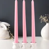 Набор свечей античных 25 см, 3 шт., 58 г, 7 ч, пастельно-розовый
