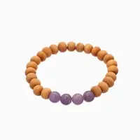 Браслет из сандалового дерева с агатом, длина 18 см, цв. сиреневый