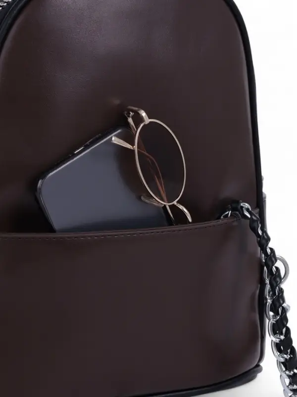 Рюкзак-мини женский на молнии, с карманом, размер 21&times;12&times;27 см, коричневый