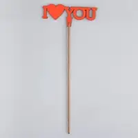 Топпер для торта деревянный I Love You, красный, 12&times;5 см