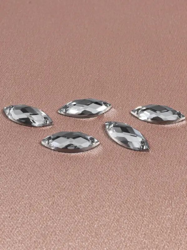 Стразы пришивные «Лепесток», лодочка, 7×15 мм, 50 шт., белые