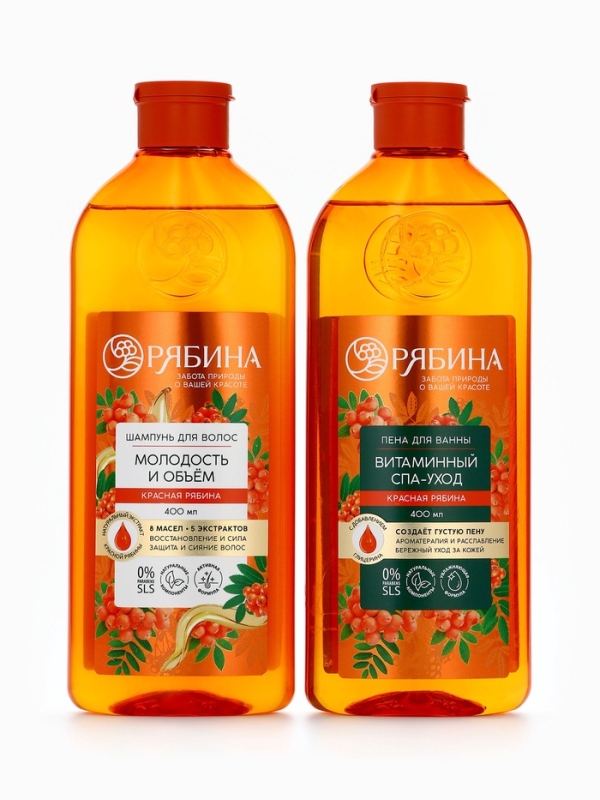 Шампунь для волос, молодость и объем, аромат рябины, 400 мл, Рябина