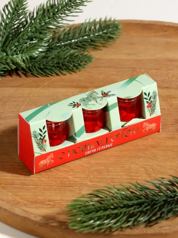 Набор гелевых свечей «Конь. С Новым годом!», 3 шт, красные, 2,5 х2,5 х 2,5 см Набор гелевых свечей «Конь. С Новым годом!», 3 шт, красные, 2,5 х2,5 х 2,5 см