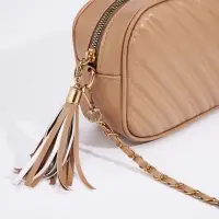 Сумка кросс-боди женская, 21&times;7&times;14 см, на молнии, бежевая