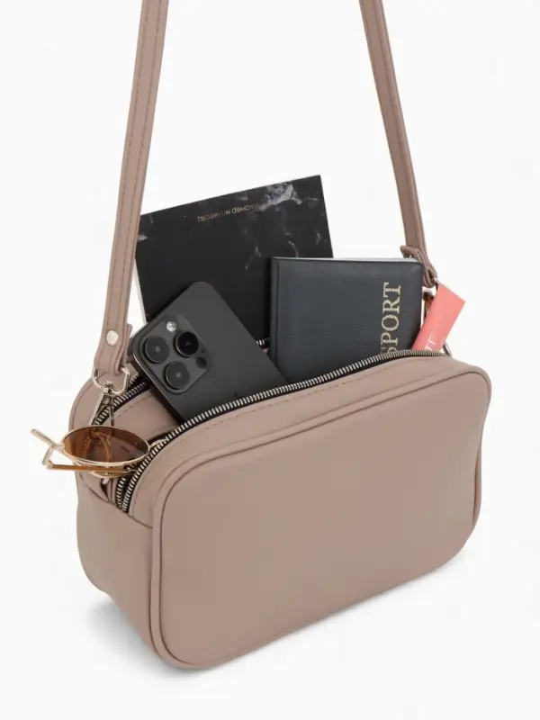 Сумка женская кросс-боди TEXTURA на молнии, 24×9×15 см, бежевая Сумка женская кросс-боди TEXTURA на молнии, 24×9×15 см, бежевая