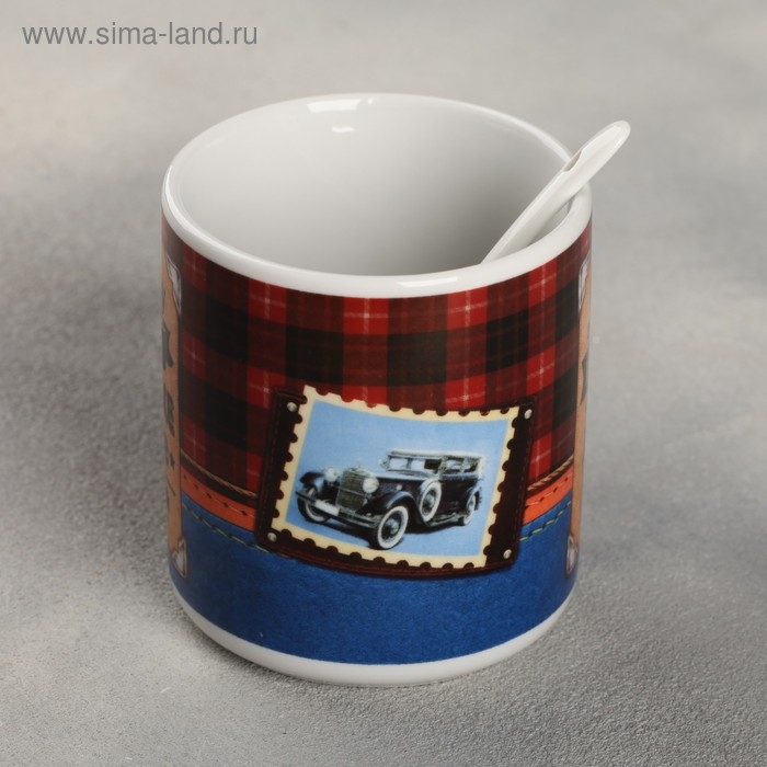 Кружка с ложкой &laquo;Самому доброму дедушке на свете&raquo;, 350 мл