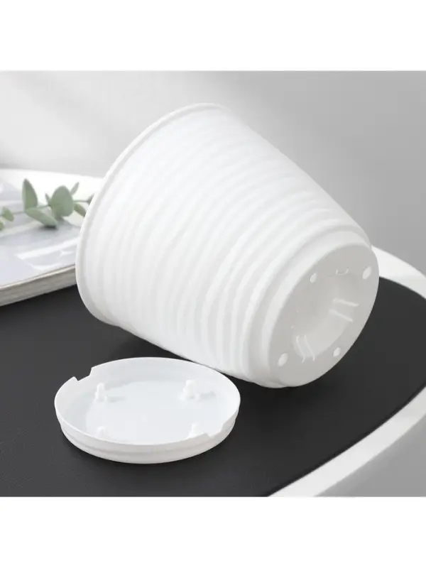 Горшок для цветов с поддоном Saffron, 1.5 л, d=14.6 см, h=13.5 см, пластиковый, белый