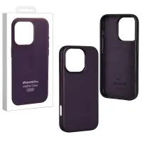 Чехол iPh 16 Pro Leather Case 100% ORG (MagSafe) c LOGO Dark Purple