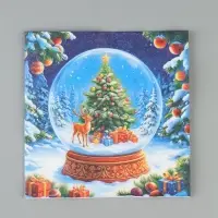 Салфетки новогодние бумажные &laquo;Снежный шар&raquo;, 33&times;33, 3 слоя, 20 шт.