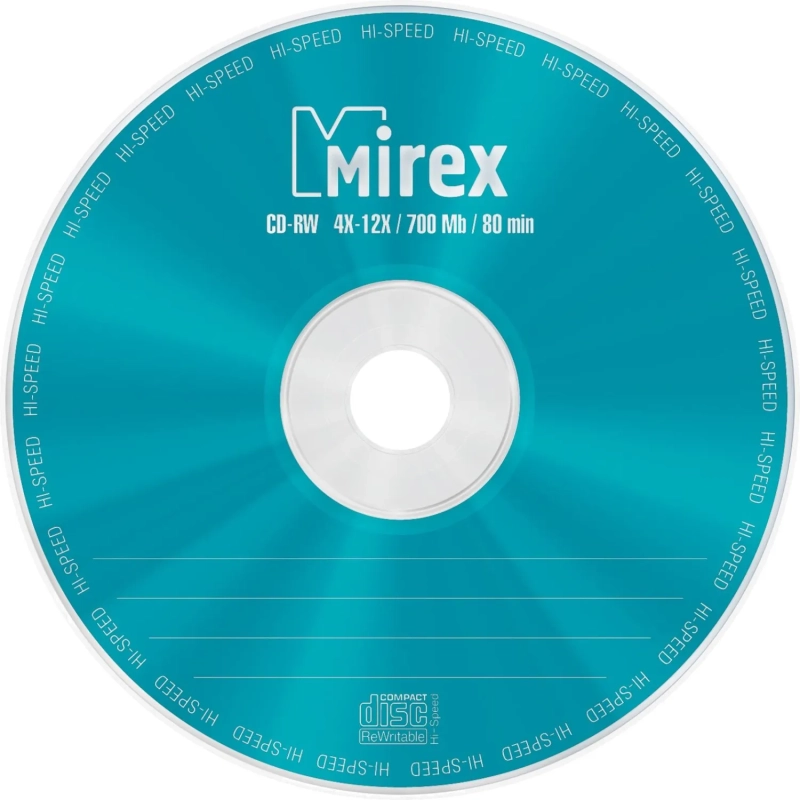 Носители информации CD-RW, 4x-12x, Mirex, Cake/10, UL121002A8L