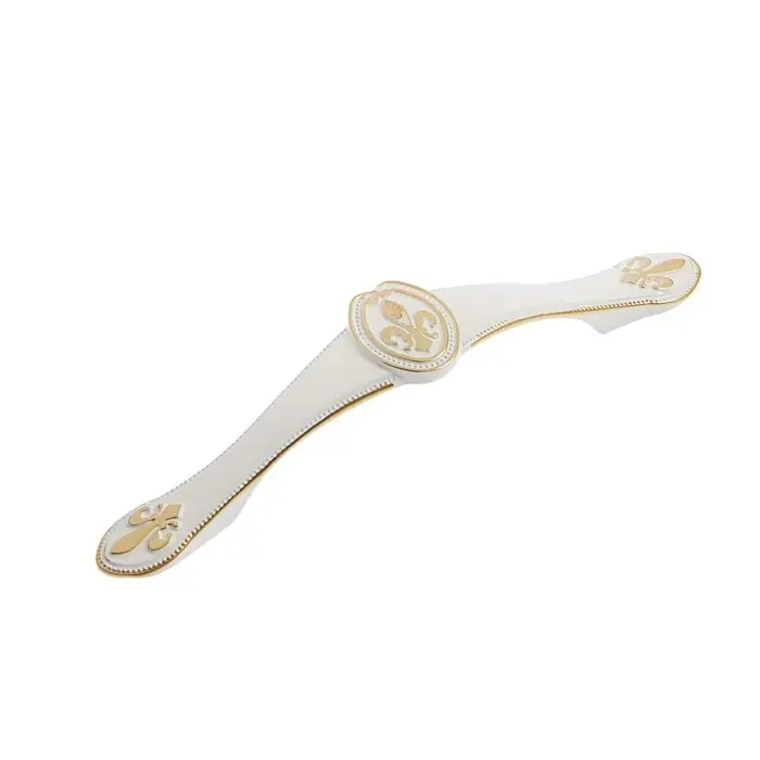 Ручка-скоба мебельная PC174, 96 мм, цвет белый с золотым