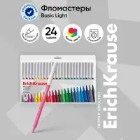 Фломастеры 24 ErichKrause, вентилируемый колпачок, в футляре с европодвесом