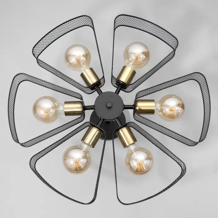 Светильник потолочный BayerLux &laquo;Агава&raquo;, 6хЕ27, 40 Вт, чёрный, 56&times;56&times;23 см