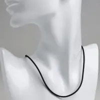 Шнурок каучуковый, неполый, 60 см, d=2 мм, чёрный в серебре