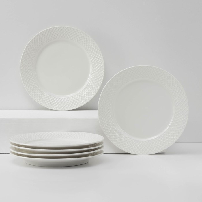 Набор тарелок обеденных фарфоровых Wilmax «Юлия Высоцкая», 6 предметов: d=25,5 см, цвет белый Набор тарелок обеденных фарфоровых Wilmax «Юлия Высоцкая», 6 предметов: d=25,5 см, цвет белый