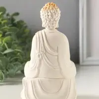 Фигурка гипс &laquo;Будда&raquo;, 15&times;9&times;6 см, белая с позолотой