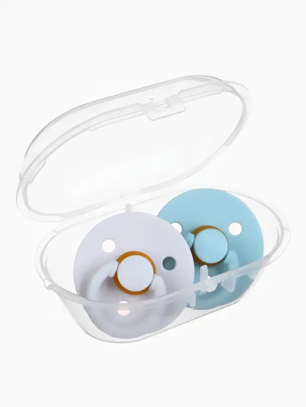 Набор классических пустышек, 2 шт., латекс, серо-синий/серый, в контейнере, от 0 мес., M&B   1088492 Набор классических пустышек, 2 шт., латекс, серо-синий/серый, в контейнере, от 0 мес., M&B   1088492