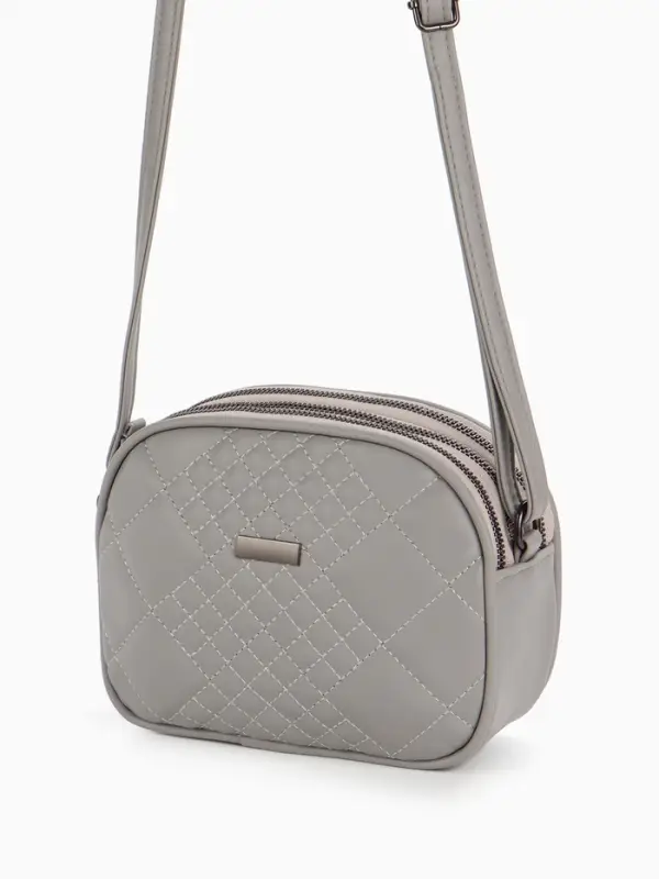 Сумка женская кросс-боди на молнии, 19&times;7&times;15 см, в клетку, серая