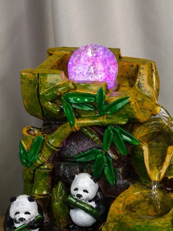 Фонтан "Панды на мельнице" 25х15х16 см (с подсветкой)