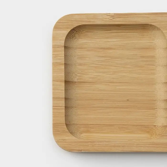 Менажница Striata, 2 секции, 17&times;9.5 см, бамбук, бежевая, форма МИКС