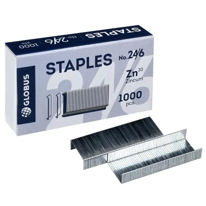 Скобы металлические №24/6, GLOBUS, для степлера, 1000 шт., высококачественная сталь Скобы металлические №24/6, GLOBUS, для степлера, 1000 шт., высококачественная сталь