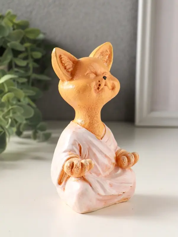 Статуэтка "Кот в позе лотоса" 12х7х5 см, гипс, рыжий