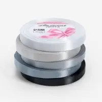 Атласная лента, набор 5 шт., 10 мм, 23&plusmn;1 м, серая, чёрная