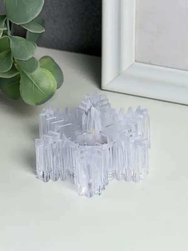 Светодиодная свеча LED RISALUX «Снежинка» 3хLR1130 прозрачный 7х7х4,5 см