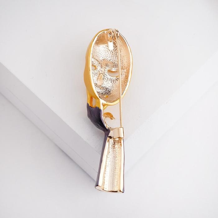 Брошь «Маска» личности, цвет чёрный в матовом золоте Брошь «Маска» личности, цвет чёрный в матовом золоте