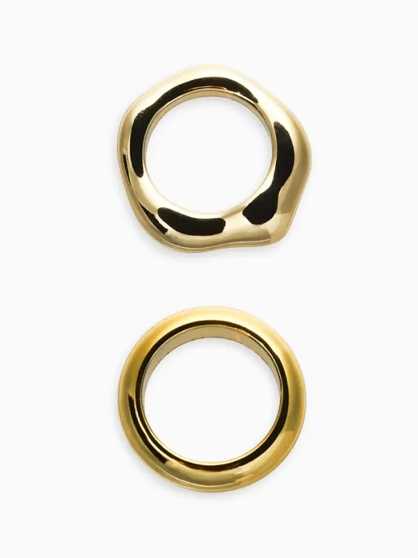 Кольцо пластик «Стиль», набор 2 шт. размер 17, цвет золото Кольцо пластик «Стиль», набор 2 шт. размер 17, цвет золото