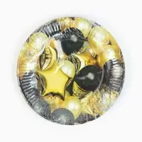 МП Тарелка одноразовая бумажная "Черное золото", шары, 18 см (10 шт.) МП Тарелка одноразовая бумажная "Черное золото", шары, 18 см (10 шт.)
