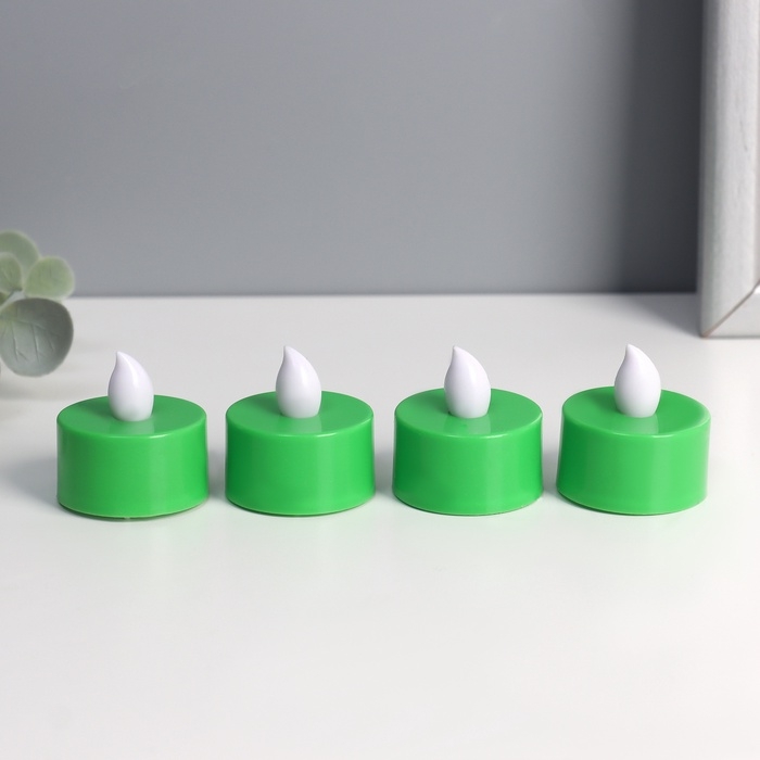 Светодиодные свечи, ночники LED RISALUX «Граффити» набор 4 шт., зелёные, RGB, 3.5×3.5×4 см Светодиодные свечи, ночники LED RISALUX «Граффити» набор 4 шт., зелёные, RGB, 3.5×3.5×4 см