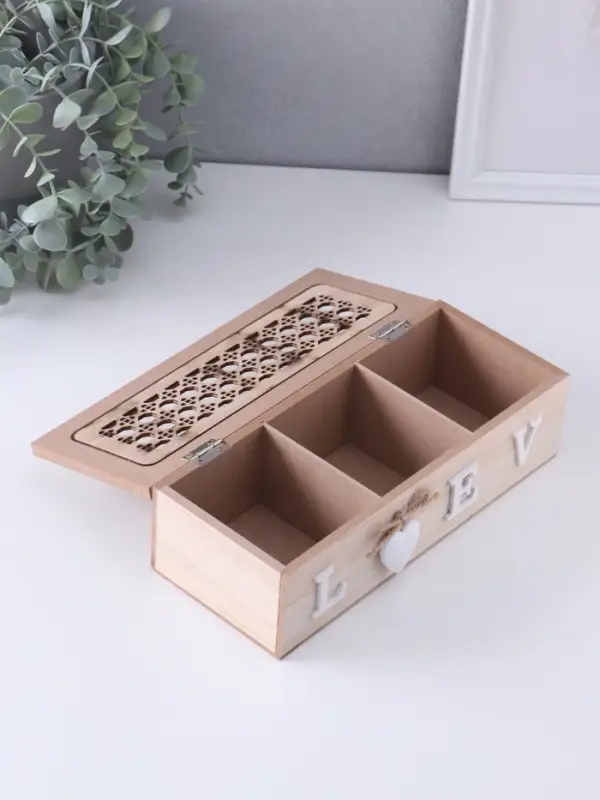 Шкатулка для украшений «Дом, там где сердце», дерево, 3 деления, 9.7×24×7 см