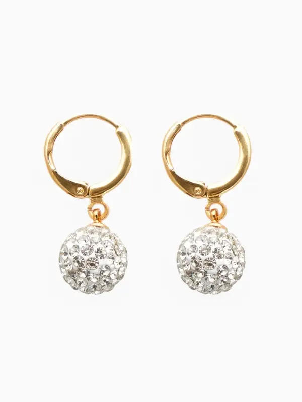 Серьги со стразами &laquo;Шамбала&raquo;, сияние, белые в золоте