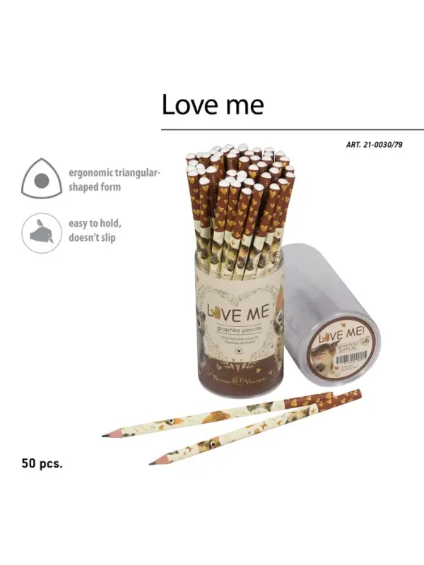 КАРАНДАШ ЧЕРНОГРАФИТОВЫЙ "Love Me. Котики. Счастье" НВ