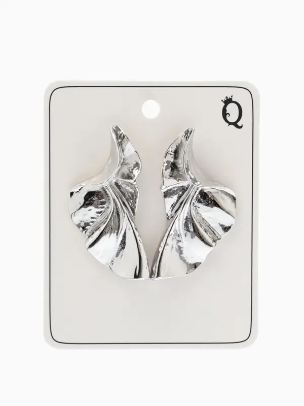 Серьги металл &laquo;Осенний лист&raquo;, искажение, цвет серебро