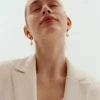 Серьги &laquo;Клевер&raquo; классика, розовые в золоте