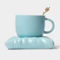 Чайная пара &laquo;Зефирка&raquo;, 3 предмета: чашка 250 мл, блюдце d=13.7 см, ложка, керамика, голубая