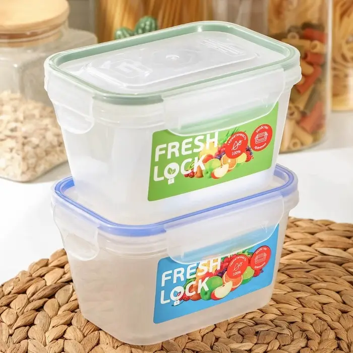 Контейнер пищевой с герметичной крышкой, 770 мл, прозрачный. крышка микс