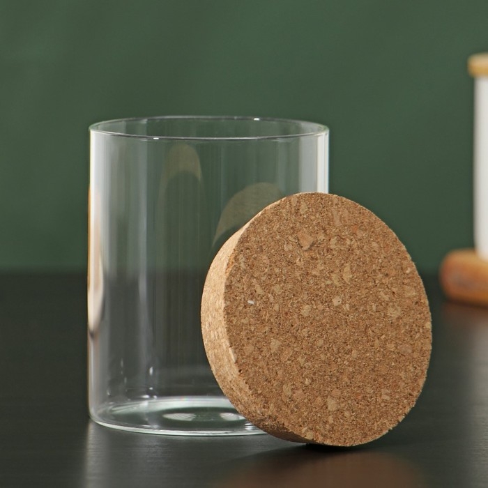 Банка стеклянная для сыпучих продуктов с пробковой крышкой «Классика», 450 мл, 8,5×11 см