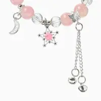 Браслет с подвесками &laquo;Сахарный. Ночное небо&raquo;, d=6 см, шар № 10/8, розовый, белый в серебре