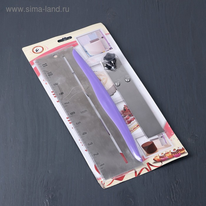 Шпатель кондитерский с размерной линейкой KONFINETTA, 2 части, 31×23×3 см, цвет фиолетовый Шпатель кондитерский с размерной линейкой KONFINETTA, 2 части, 31×23×3 см, цвет фиолетовый