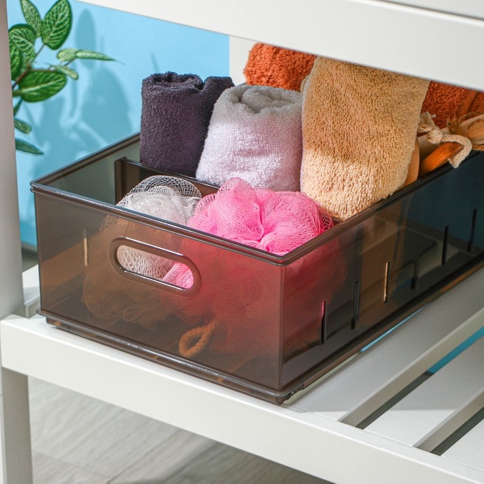 Контейнер для хранения без крышки OPTIMA, 11.5 л, 24.2×45×12.9 см, коричневый