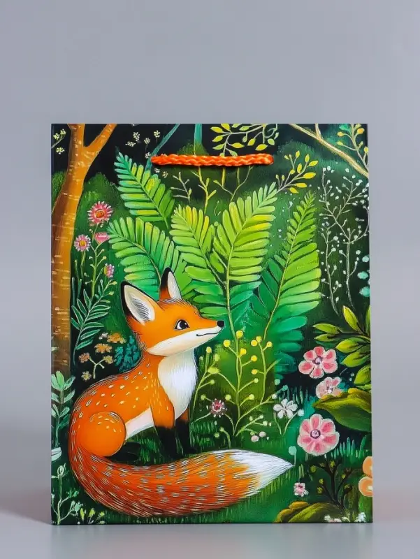 Пакет подарочный ламинированный &laquo;Лесные жители&raquo;, зелёный, 18&times;22.3&times;10 см