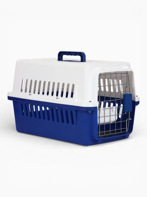 Переноска для животных пластиковая 49 х 31 х 31 см, синяя (+поддон решоткойи миска)